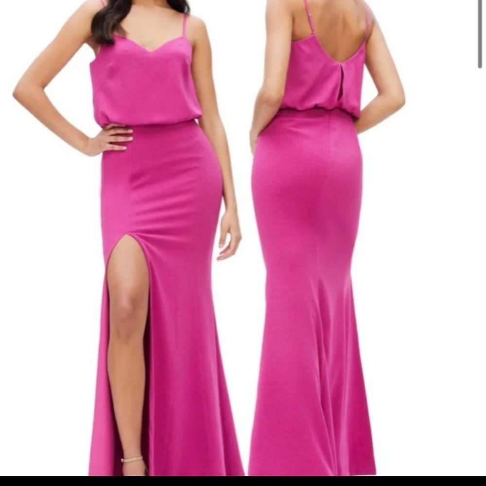 UNWORN. Dress The Population Blouson High Slit Party Holiday Gown Maxi Dress S